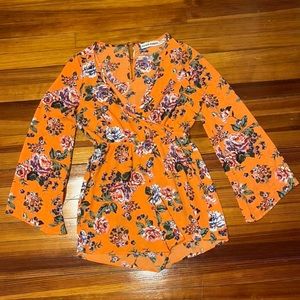 Orange flower romper